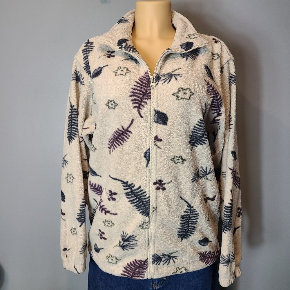 Vtg Northern Reflections Fleece Jacket Nature Cabin Logo‎ Womens Sz Small 90s